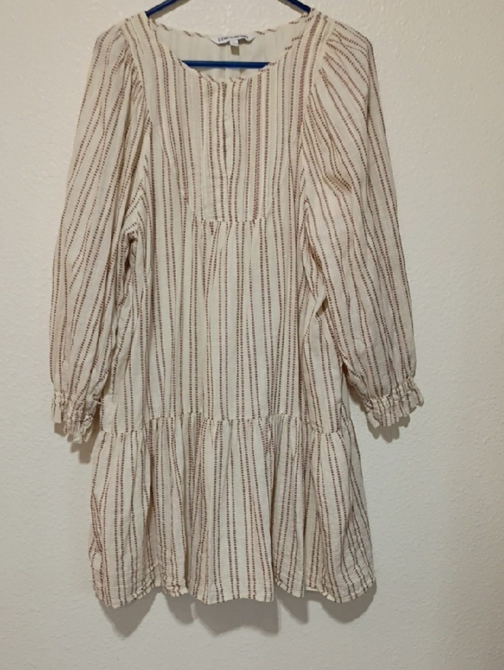 Elizabeth and James Cream Dress with Brown Stripes